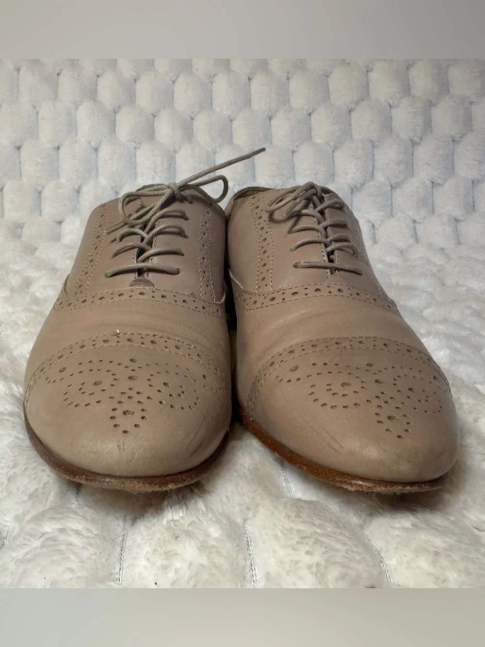 J. Crew Beige Leather Brogue Oxford